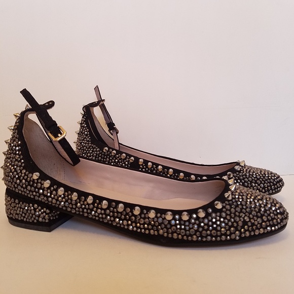 Zara | Shoes | Zara Studded Ballerina Ankle Strap Heel Flat | Poshmark